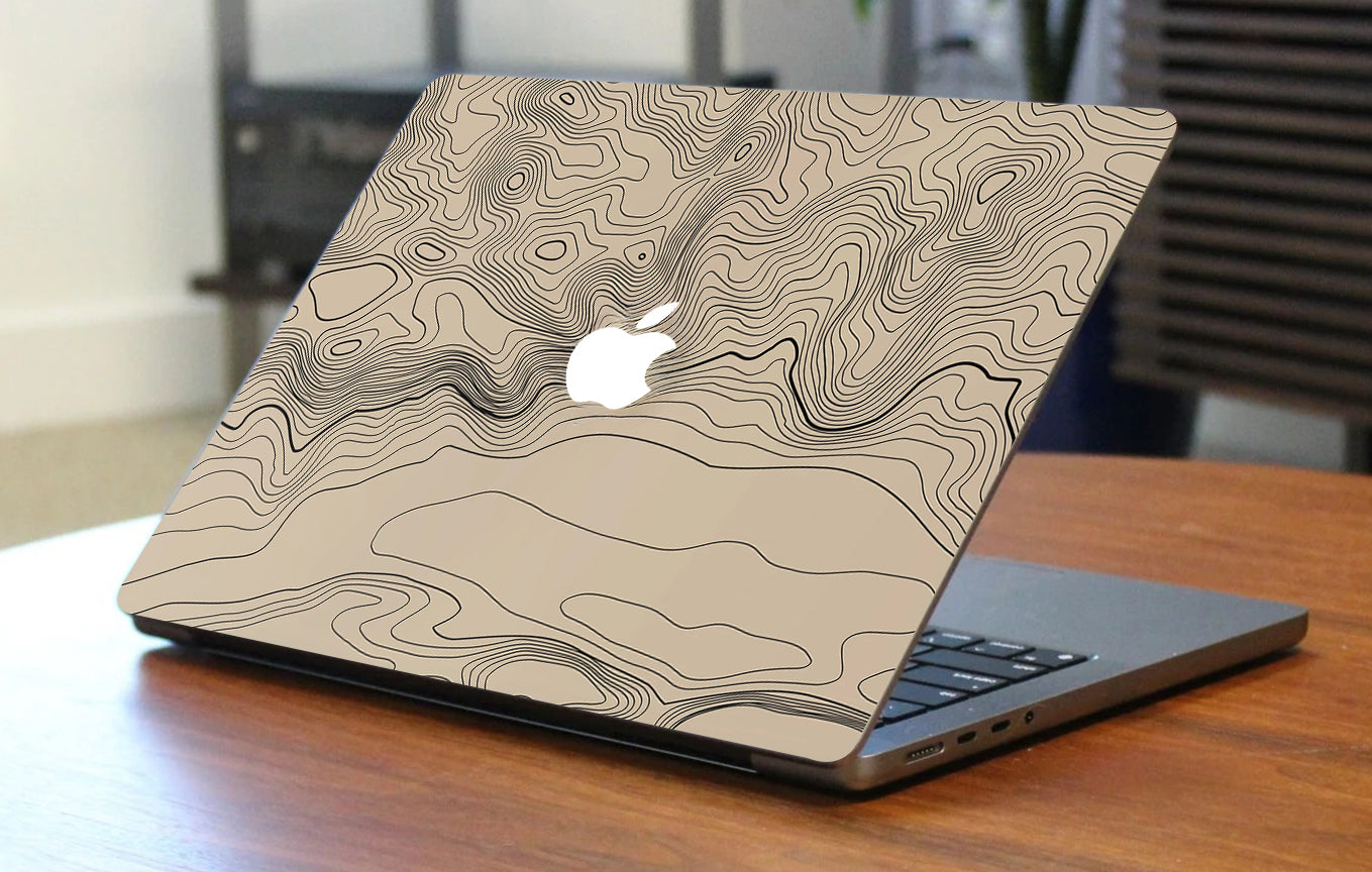 Wooden Topology Wave Laptop 3M Material Skins